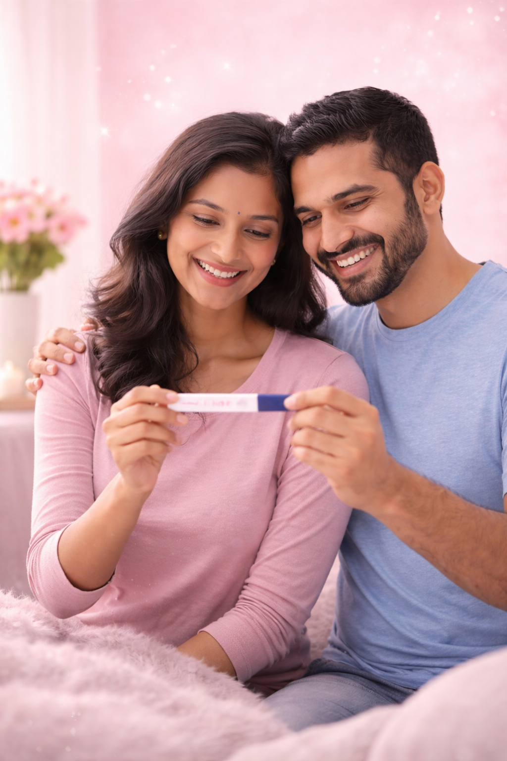 Couple with pregnancy test